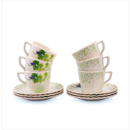 Italiano Crazy Tea Cup With Saucer-12 Pcs Set Snowdrop Brand: Italiano