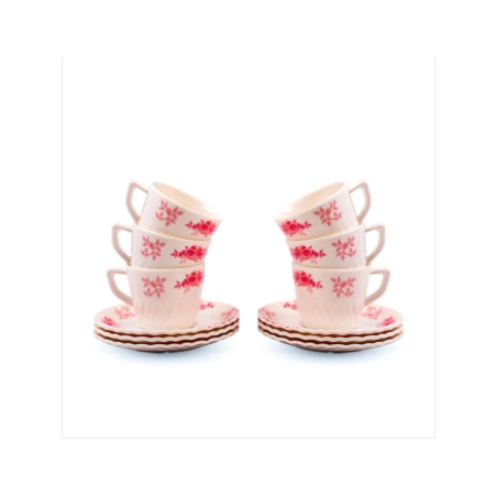 Italiano Crazy Tea Cup With Saucer-12 Pcs Set-Morning Sun Brand: Italiano