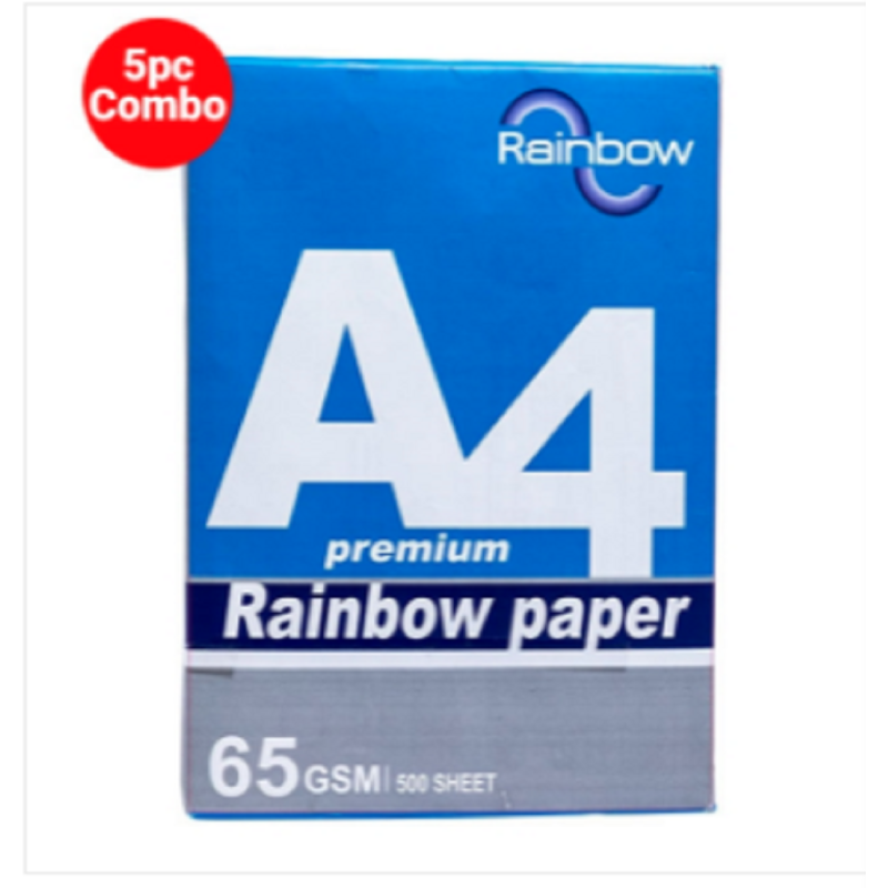 Rainbow A4 Paper (80 GSM) 5 Pcs Combo