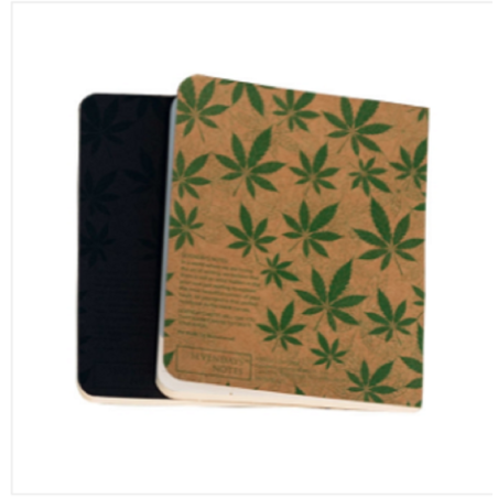 Cannabis Series Black Leaf & Brown Cover Notebook 2-Pack
