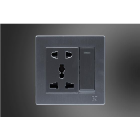 Universal Socket + Switch-Silver (MGS3044/S)