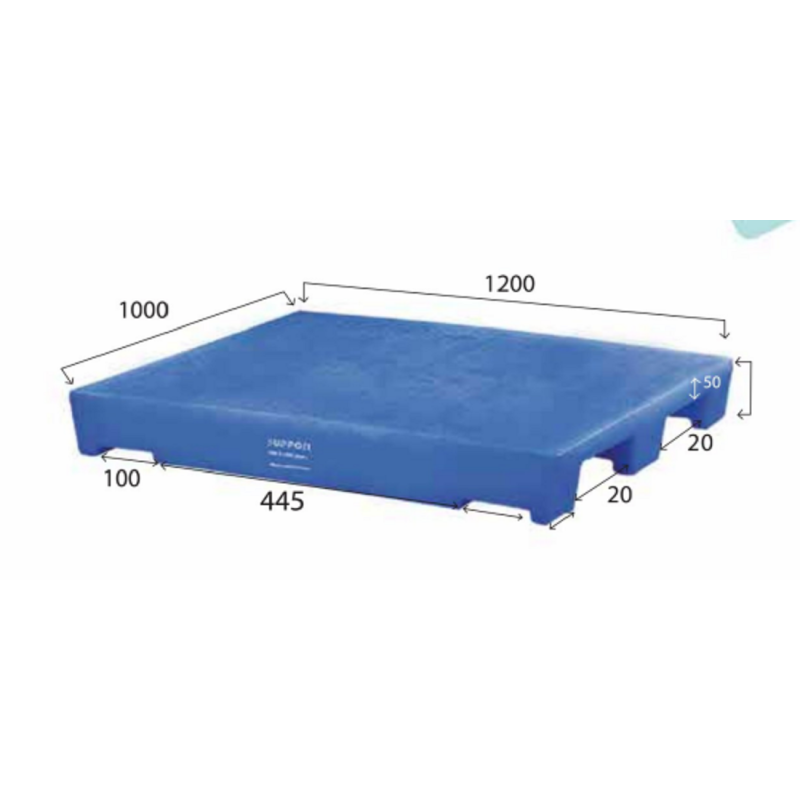 Industrial PU Pallet 3 Runner Blue 1000x1200x150