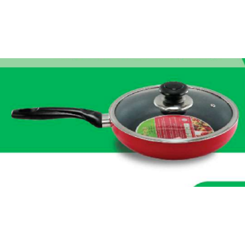 TPR NS Glamour Fry Pan with Lid (Red) - 22 cm