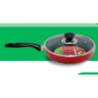TPR NS Glamour Fry Pan With Lid (Red)- 28cm