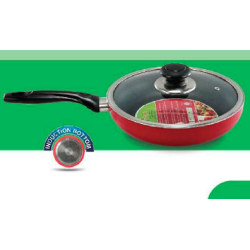 TPR NS Glamour Fry Pan with Lid IB (Red) - 24cm