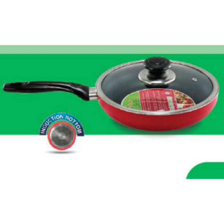TPR NS Glamour Fry Pan with Lid IB (Red) - 24cm