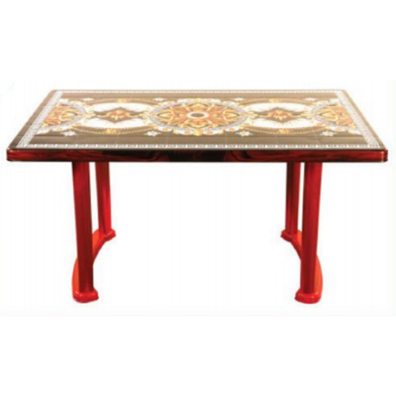 6 Seated Square Table-Print R/W Royal (P/L)-TEL