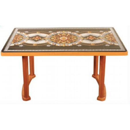 6 Seated Square Table-Print S/W Royal (P/L)-TEL