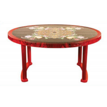 6 Seated Deluxe Table-Print R/W Flower (Pl/L)-TEL
