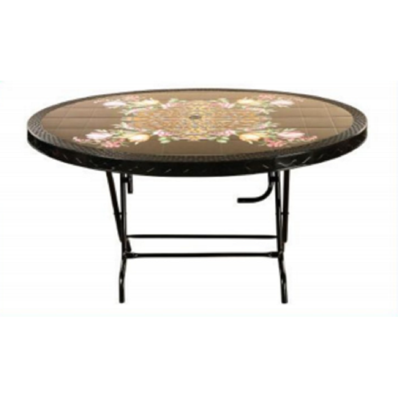 6 Seated Deluxe Table-Print Black  Flower (St/L)