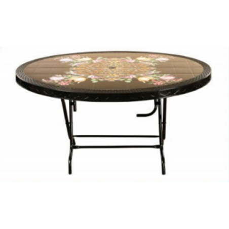6 Seated Deluxe Table-Print Black  Flower (St/L)