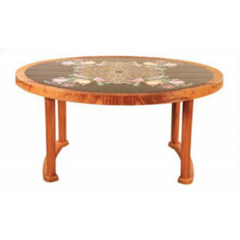 6 Seated Deluxe Table-Print S/W Flower (Pl/L)-TEL