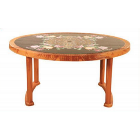 6 Seated Deluxe Table-Print S/W Flower (Pl/L)-TEL