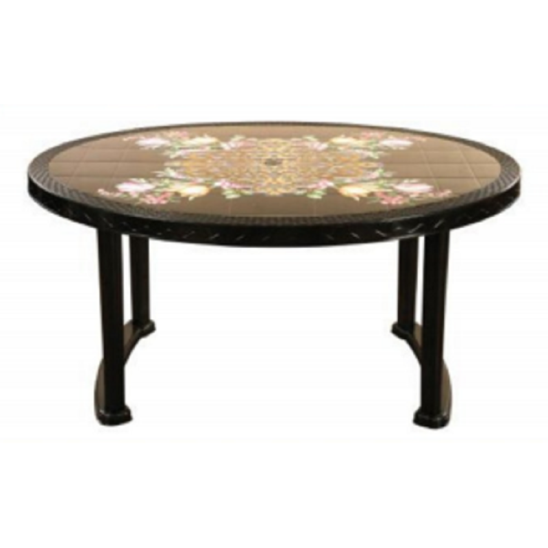 6 Seated Deluxe Table-Print Black  Flower (Pl/L)