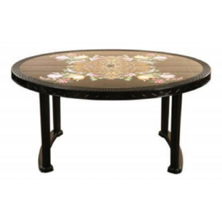 6 Seated Deluxe Table-Print Black  Flower (Pl/L)
