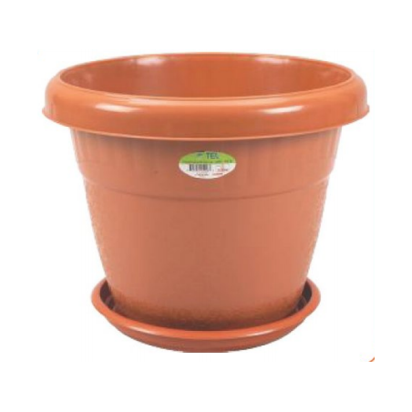 Flower Tub 6" With Tray Rose Wood-TEL