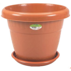 Flower Tub 6" With Tray Sandal Wood-TEL