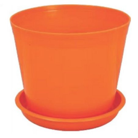 Flower Tub with Tray 7"-Fanta Orange (17CM)-TEL
