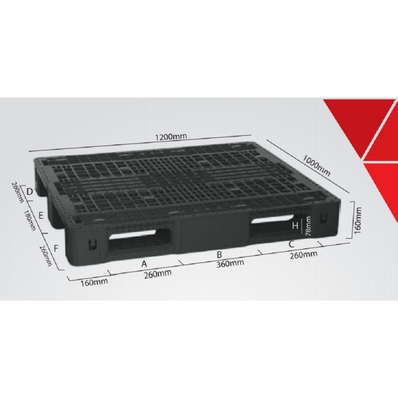 Industrial Pallet Double (120x100x16) CM - Black