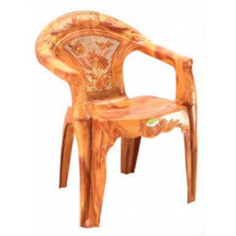 Garden Chair with Arm (Flower)  Sandal Wood-TEL
