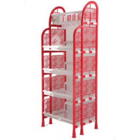 Queen Kitchen Rack 5 Step-Red & White TEL