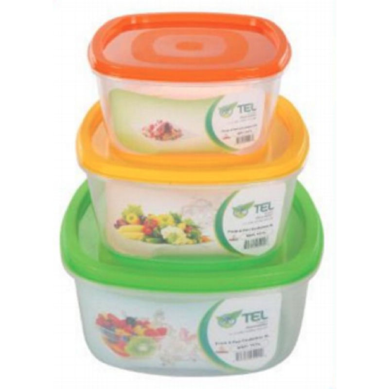 Fresh & Fair Container (3pcs Set) Assorted-TEL