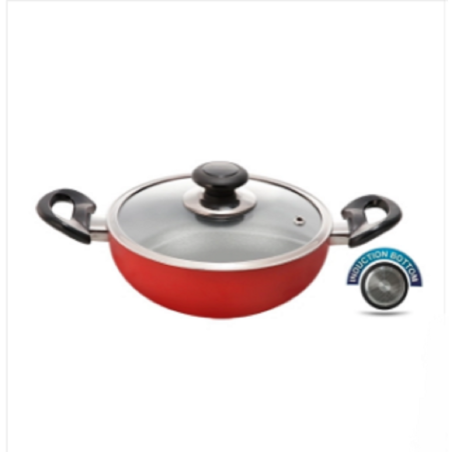 Topper Nonstick Glamour Deep Fry Pan With Lid IB (Red) 28 Cm