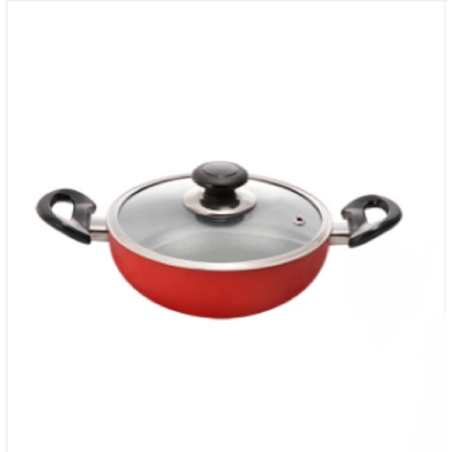 Topper Nonstick Glamour Deep Fry Pan With Lid (Red) 28 Cm