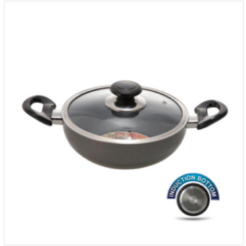 Topper Nonstick Glamour Deep Fry Pan With Lid IB (Black) 24 Cm