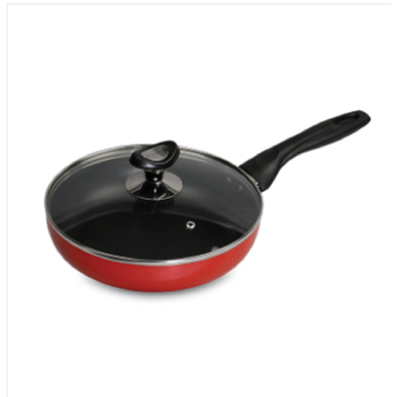 Topper Non Stick Glamour Fry Pan With Lid Red 26 Cm