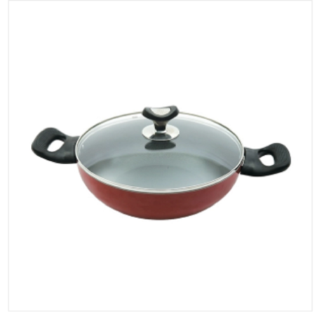 Topper Non Stick Glamour Karai With Lid Red 24 Cm