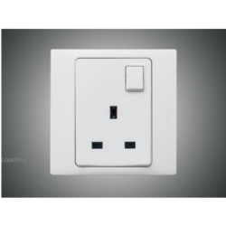 13A 3 Pin Socket + Switch(led) Mallia white (281114)