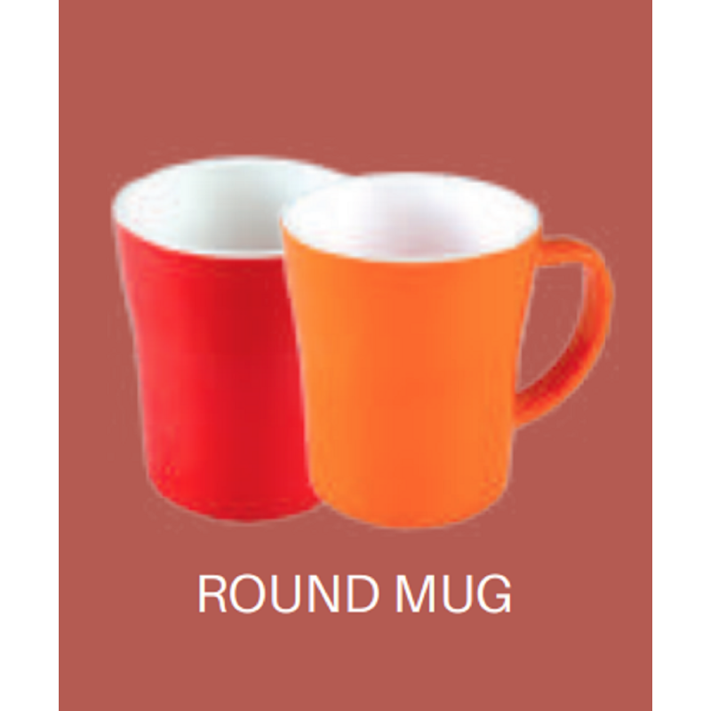 4" Round Mug -Orange White brand Italiano
