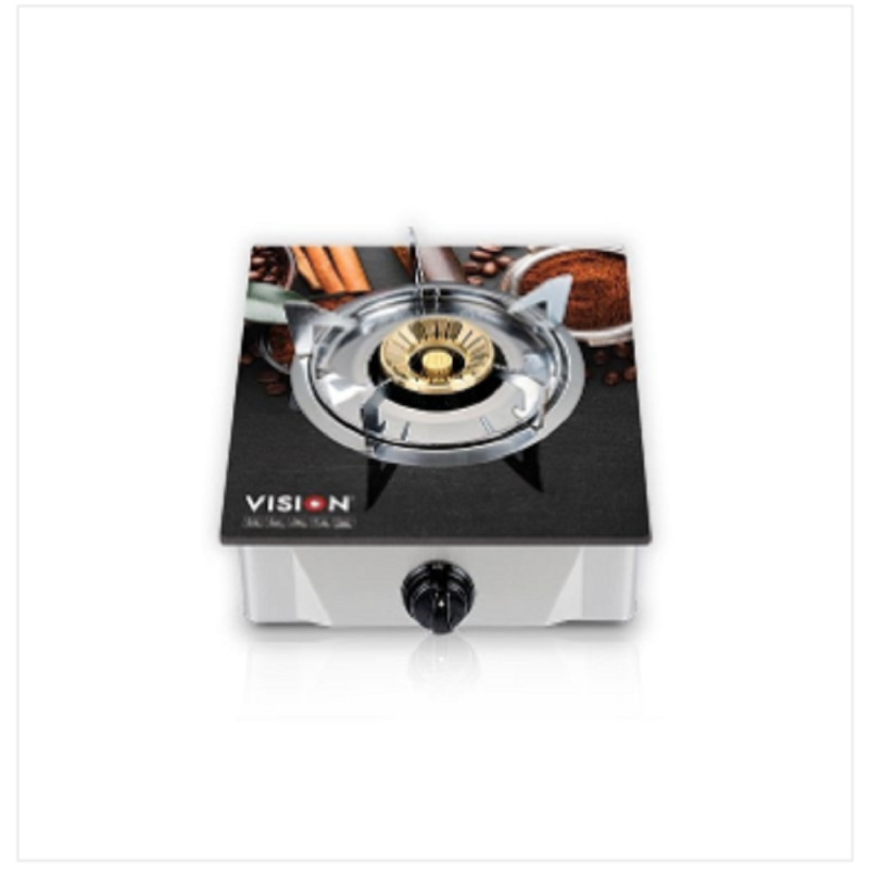 VISION LPG Single Glass Gas Stove Chocolate 3D