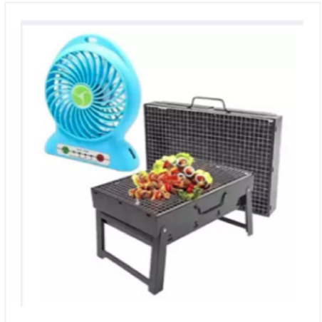 BBQ Grill Machine With Hi Speed USB Fan Combo Multicolor