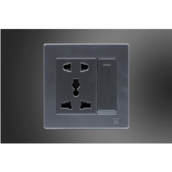 Universal Socket + Switch-Silver (MGS3044/S)