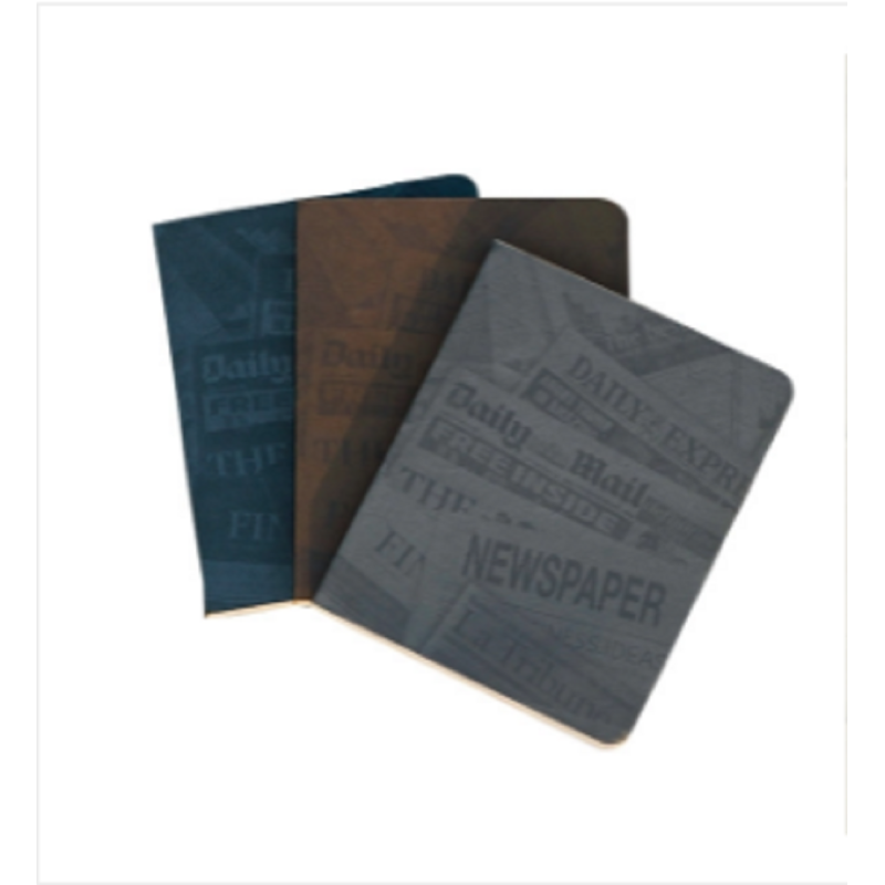 News Cover Series Workbook Brown Grey & Silver Notebook 3-Pack