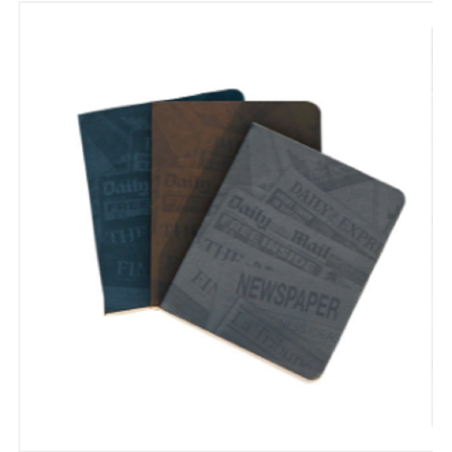News Cover Series Workbook Brown Grey & Silver Notebook 3-Pack
