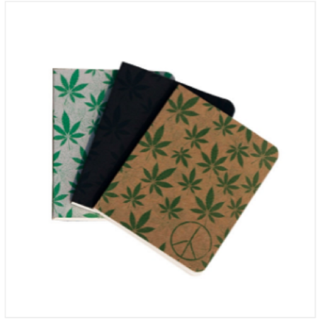 Cannabis Series Black Green & Brown Leaf Notebook 3-Pack