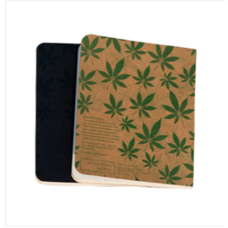 Cannabis Series Black Leaf & Brown Cover Notebook 2-Pack